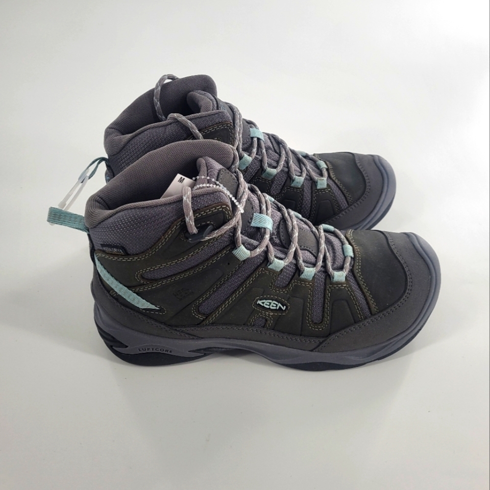 Keen Women's Size 8.5 Circadia Mid Hiking Boots -Waterproof Steel Gray/Sky Blue